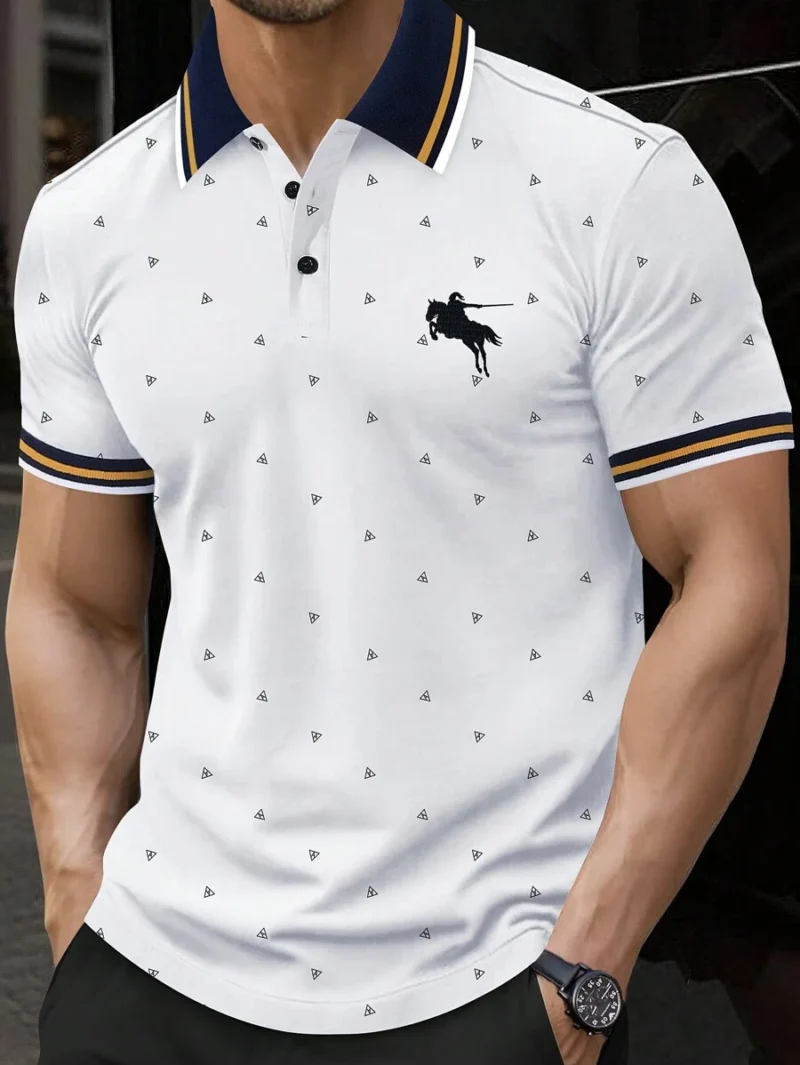 Manfinity Homme Men's Striped Casual Commuter Polo Shirt