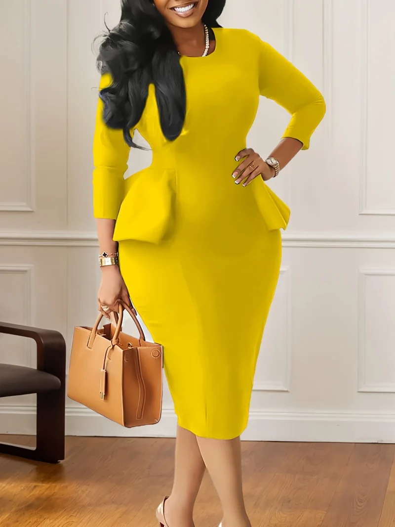 Elegant Women'S Solid Color Round Bodycon Dress